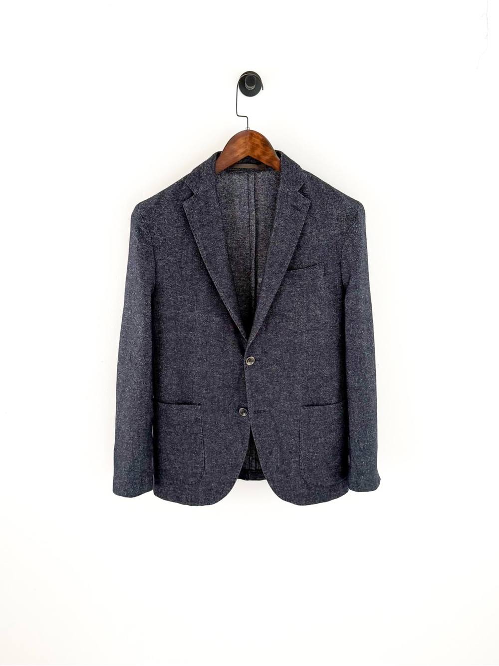Eleventy Navy Silk Wool-Blend Two-Button Sport Coat Blazer Navy Textured 38R - Picture 3 of 16